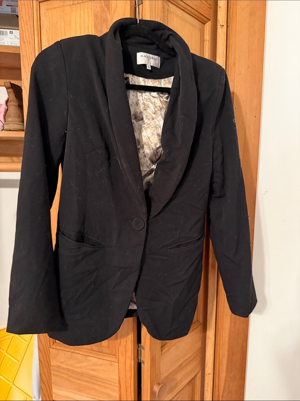 Black Swan Black Shawl Collar Single-Button Blazer